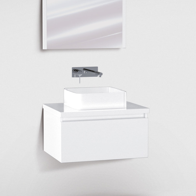 Wellis 60Cm Wall Mounted Single Bathroom Vanity Base Only in White Wayfair.co.uk